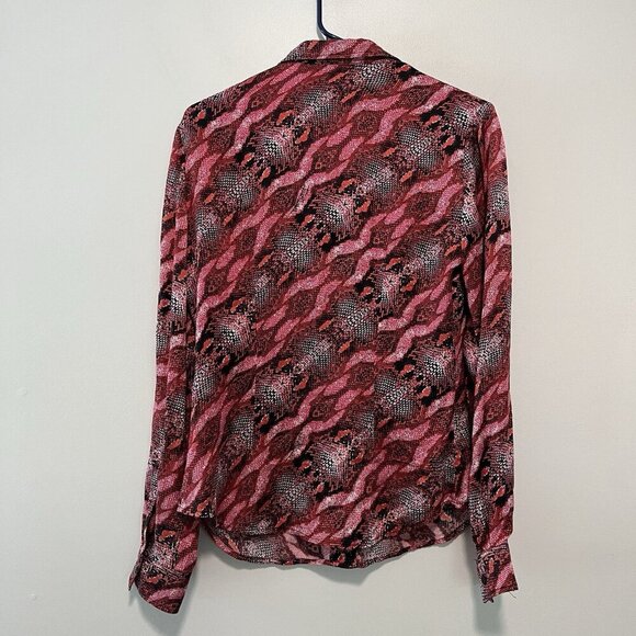 Just Cavalli Silk Red Snake Print Button Front Blouse Size Euro 42 - Picture 4 of 6